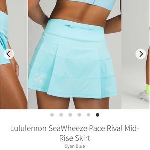 Lululemon Pace Rival Skirt Skort Seawheeze Cyan Blue Size 8 Regular
